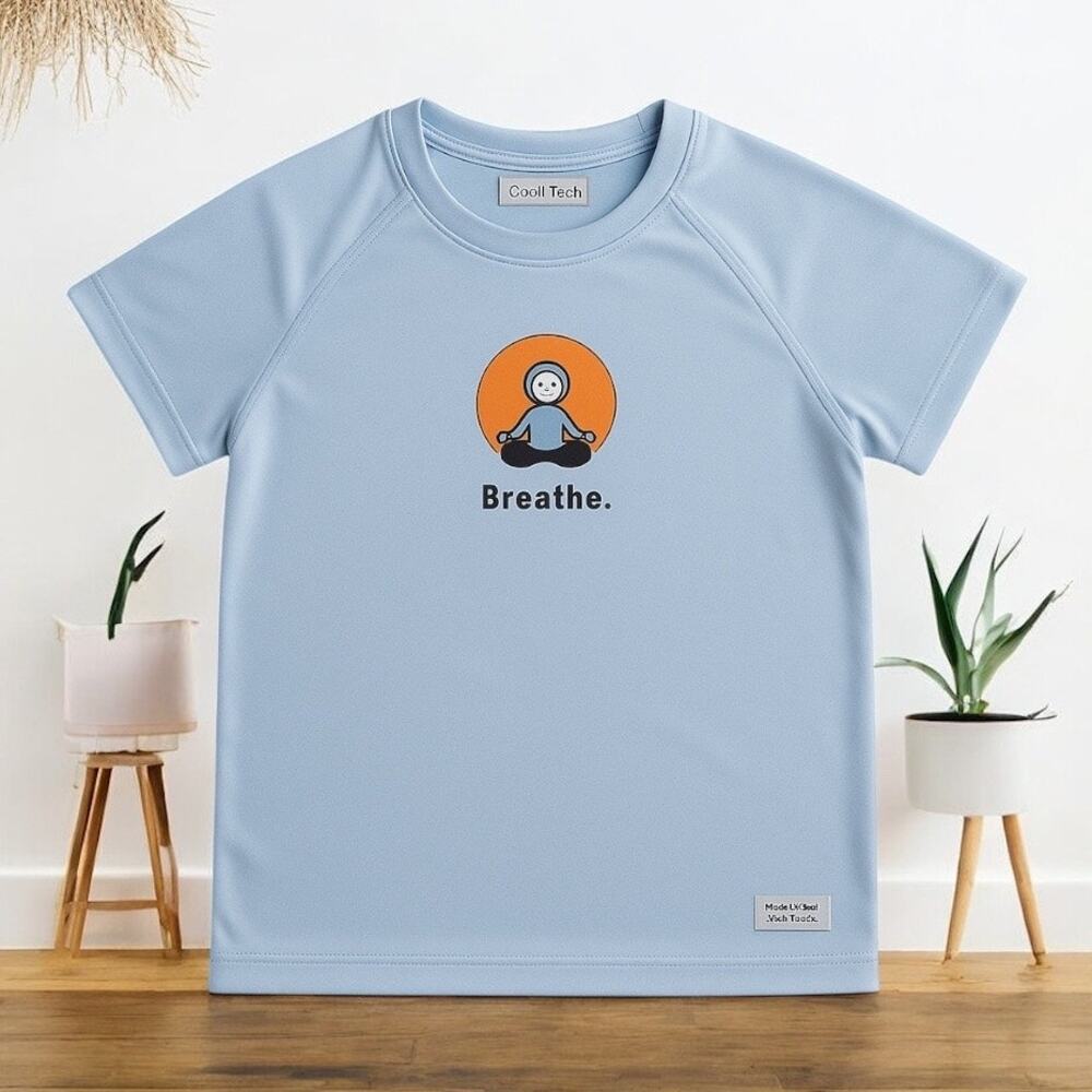 Life Is Good Womens Large Blue Breathe Tech T-Shirt Activewear Yoga Tee L